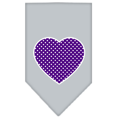 Purple Swiss Dot Heart Screen Print Bandana Grey Small